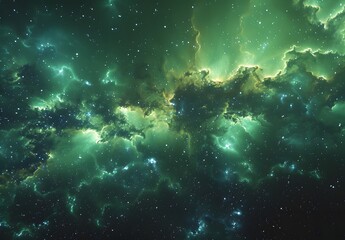 Obraz premium Cinematic Green Nebula In Space