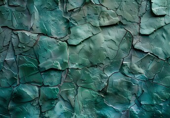 Cracked Green Stone Wall Texture Background