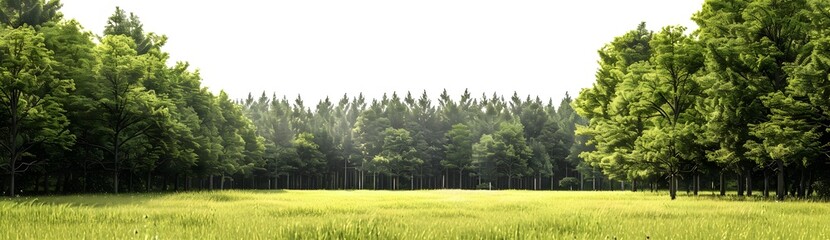 Obraz premium Forest Edge with Green Grass Field