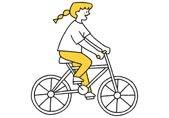 Girl riding a bicycle to her destination