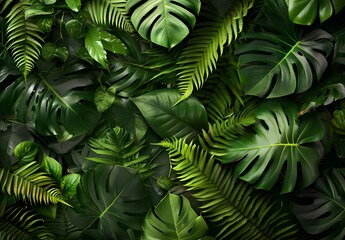 Lush Tropical Leaves Background Texture