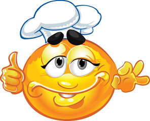 Cheerful character - smiley chef, yellow. Cheerful, shows that everything is ok.