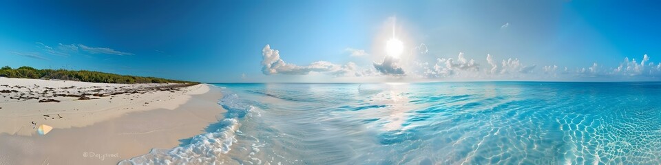 Obraz premium Panoramic Tropical Beach with Clear Water