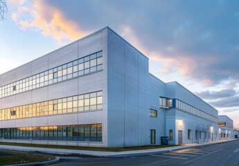 Fototapeta premium Modern White Brick Industrial Building in Montreal