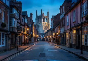 Fototapeta premium York Cathedral Street at Blue Hour