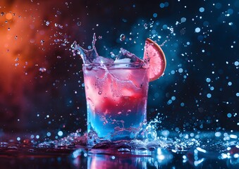 Neon Blue and Pink Cocktail Splash