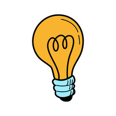 Hand drawn lightbulb on white background
