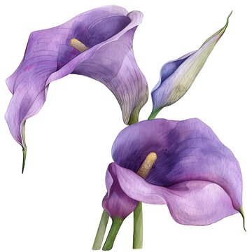purple calla lilies watercolor painting clip art preview