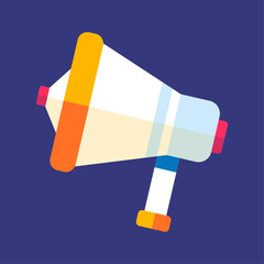 Hand drawn megaphone on blue background
