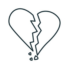 Heartbrake abuse icon outline on white background