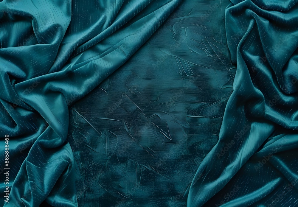 Poster Teal Velvet Fabric Texture Background