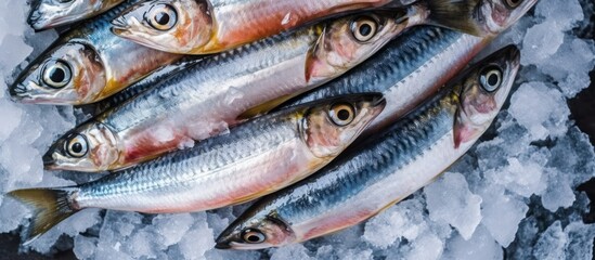 Fototapeta premium Fresh Mackerel on Ice
