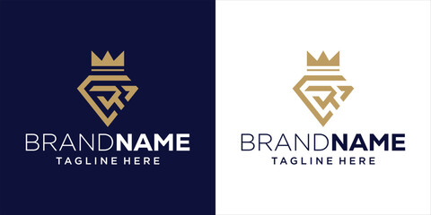 Creative Abstract Diamond Crown GR Letter Logo, Design Inspiration, Illustration, Vector