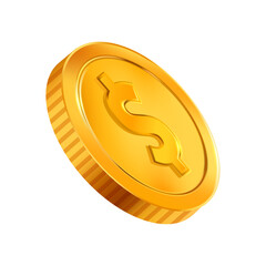 Dollar Gold Coin 3D Illustration on white background