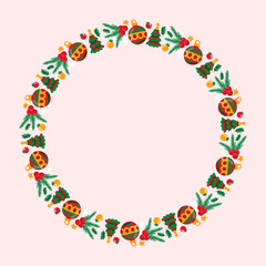 frame template for christmas season celebration, christmas wreath concept