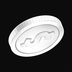 Dollar Silver Coin 3D Illustration on black