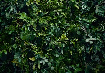 Lush Green Foliage Wall Texture Background