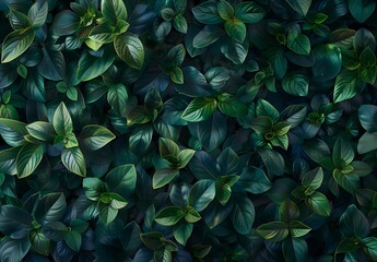 Obraz premium Lush Green Foliage Wall - Top View