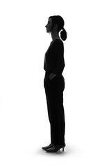 Full body silhouette of young Caucasian woman 