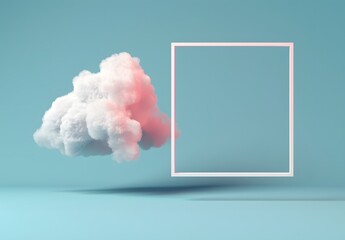 Floating White Frame with Pink Cloud Minimalist Design Template