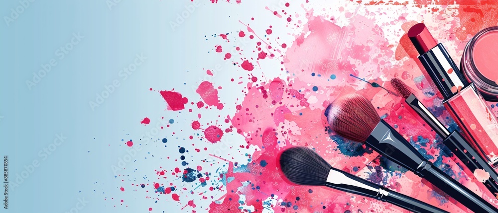 Wall mural illustration vector of a cosmetics discount banner for an online promotion with a clean layout