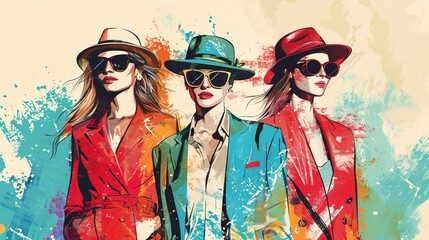 Illustration vector of a fashion discount event flyer with stylish models
