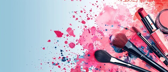 Illustration vector of a cosmetics discount banner for an online promotion with a clean layout