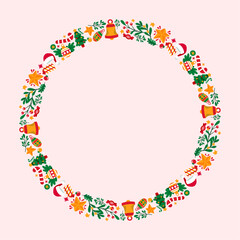 Frame template for christmas season celebration, christmas wreath concept