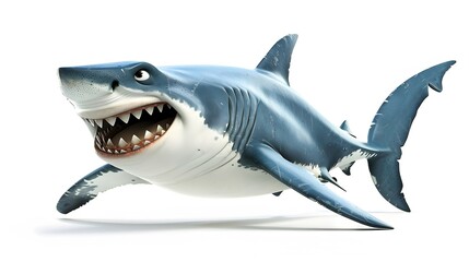 Obraz premium shark, fish, animal, sea, vector, ocean, cartoon, isolated, underwater, dolphin, illustration, white, water, fin, blue, predator, nature, marine, swimming, wildlife, art, life, danger, wild, mammal