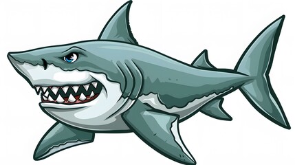 Fototapeta premium shark, fish, animal, sea, vector, ocean, cartoon, isolated, underwater, dolphin, illustration, white, water, fin, blue, predator, nature, marine, swimming, wildlife, art, life, danger, wild, mammal