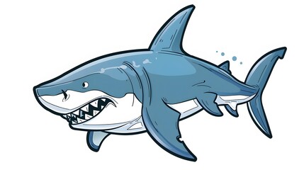 Obraz premium shark, fish, animal, sea, vector, ocean, cartoon, isolated, underwater, dolphin, illustration, white, water, fin, blue, predator, nature, marine, swimming, wildlife, art, life, danger, wild, mammal