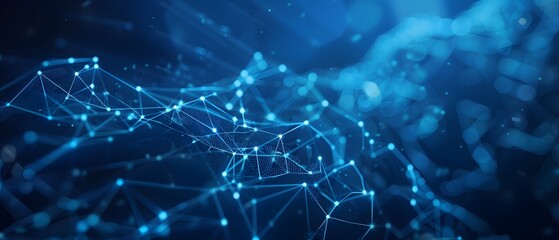 Abstract Blue Low Poly Network Connection Background