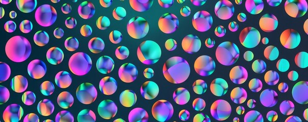Seamless holographic polka dot pattern, iridescent colors, digital illustration, futuristic and dynamic design, varying dot sizes, hightech and vibrant