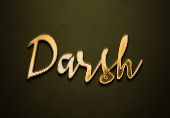 Old gold text effect of Hindi name Darsh with 3D glossy style Mockup.