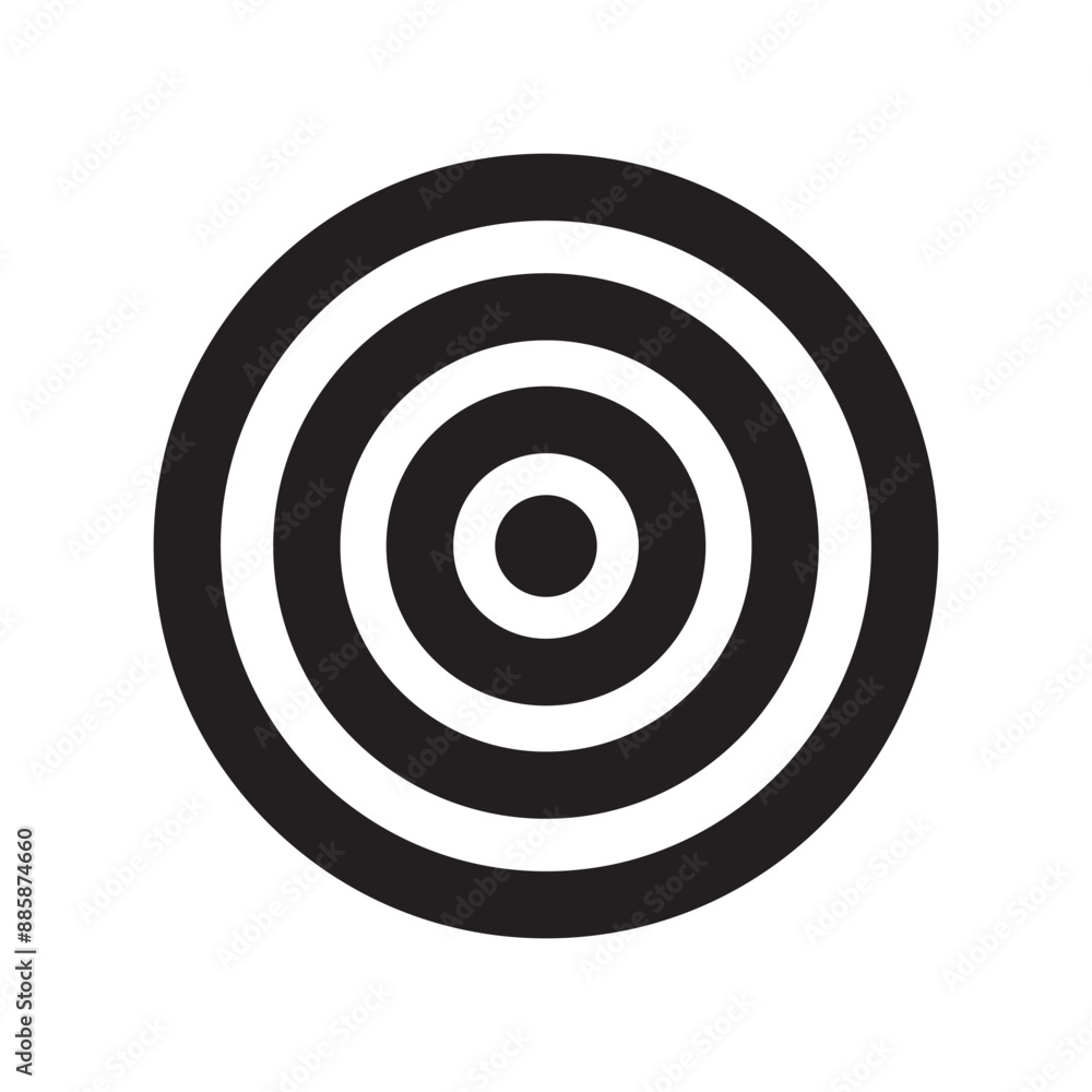 Poster target bullseye icon. concentric circle pattern. black and white vector. simple geometric design.