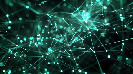 Abstract Digital Network with Glowing Teal Dots