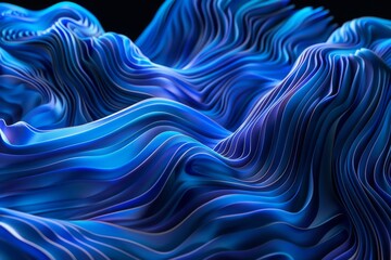 Obraz premium Vibrant abstract 3D blue graphic waves creating a stunning visual experience, perfect for modern design projects, backgrounds, and artistic presentations that showcase fluid motion and dynamic shapes.