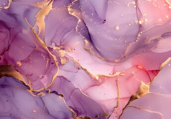 Abstract Fluid Art Painting with Gold Swirls