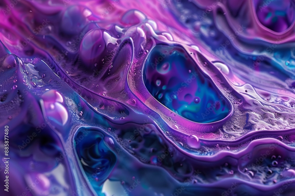 Aufkleber fascinating 3d fluid textures in vibrant purple and blue colors, showcasing dynamic patterns and smo