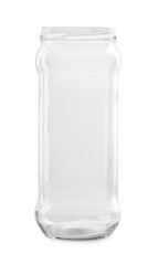 One empty glass jar isolated on white