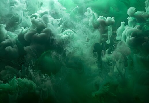 Abstract Green Smoke and Ink Cloud Background