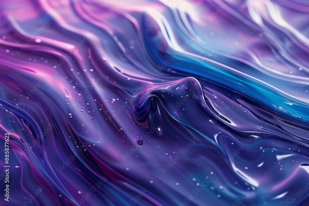 Poster fascinating 3d fluid textures in vibrant purple and blue colors, showcasing dynamic patterns and smo