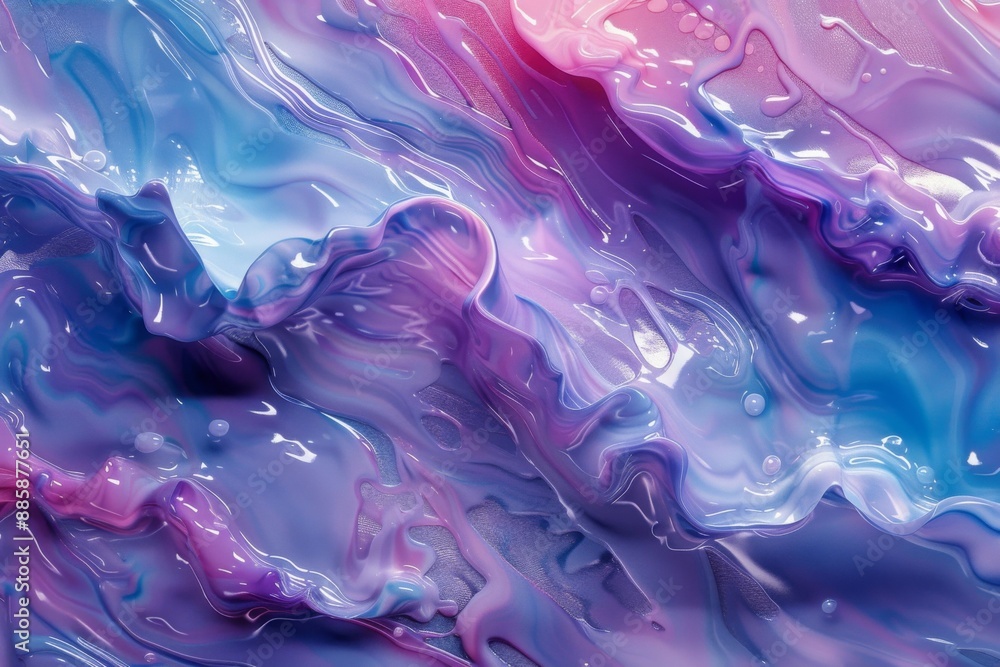 Poster fascinating 3d fluid textures in vibrant purple and blue colors, showcasing dynamic patterns and smo