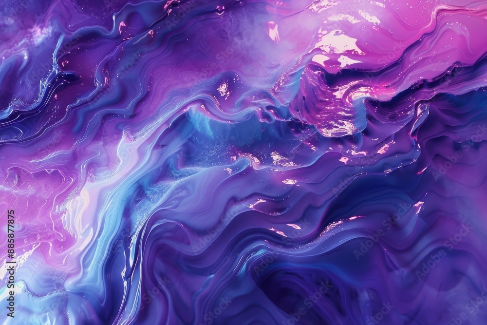 Aufkleber fascinating 3d fluid textures in vibrant purple and blue colors, showcasing dynamic patterns and smo