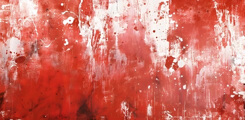 Fototapeta premium Abstract Red Background with White Paint Stains