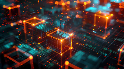 Abstract futuristic glowing cubes