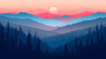 Obraz premium mountain, landscape, sky, sunset, fog, mountains, nature, sunrise, forest, cloud, clouds, hill, morning, mist, sun, view, winter, valley, tree, dawn, snow, hills, travel, peak, light