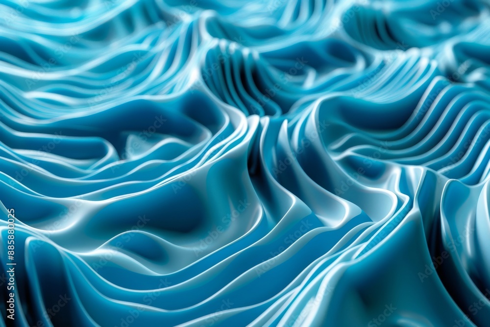Poster vibrant and fascinating abstract 3d blue graphic waves, showcasing dynamic and mesmerizing patterns 