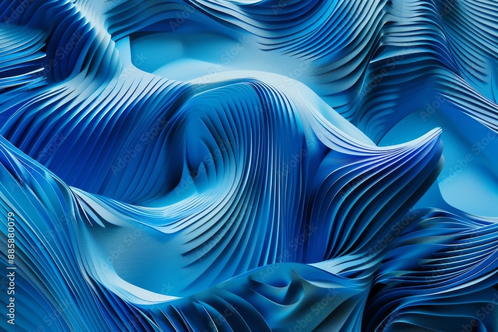 Poster vibrant and fascinating abstract 3d blue graphic waves, showcasing dynamic and mesmerizing patterns 
