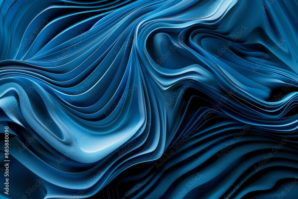 Aufkleber vibrant and fascinating abstract 3d blue graphic waves, showcasing dynamic and mesmerizing patterns 